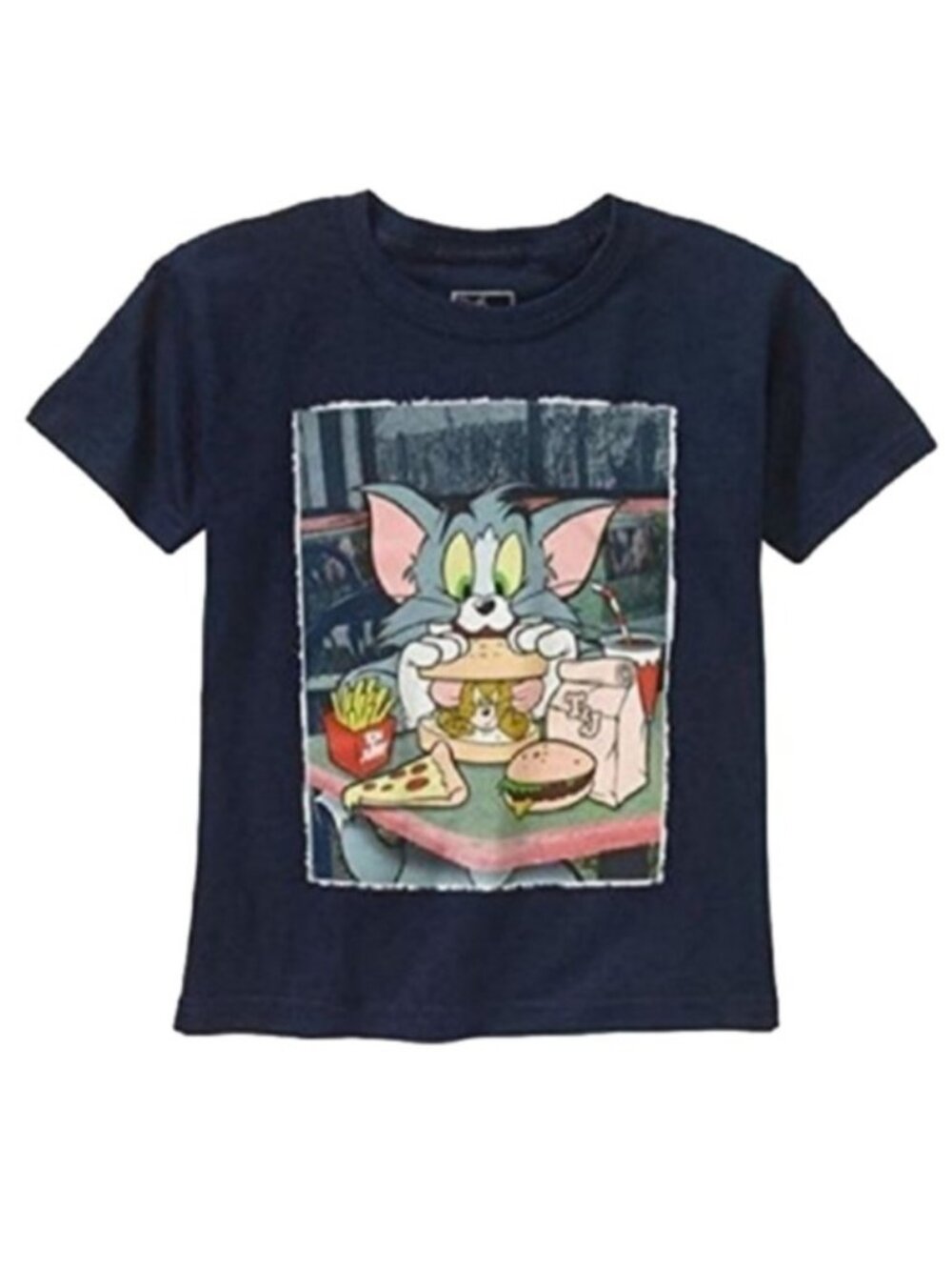 Tom + Jerry SNACKS Sunday morning Cartoons, Navy, XS 4/5